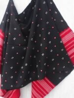 Red and Black Bhujodi Bandhej Woolen Shawl