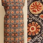 Red and Black Block-printed Cotton Kurta Fabric