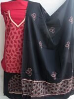Red and Black Kantha Cotton 3pc Ladies suit