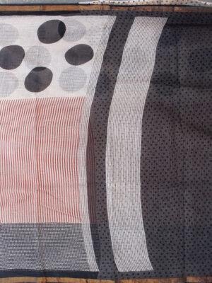Red-and-Black-striped-Block-printed-Kota-cotton-saree