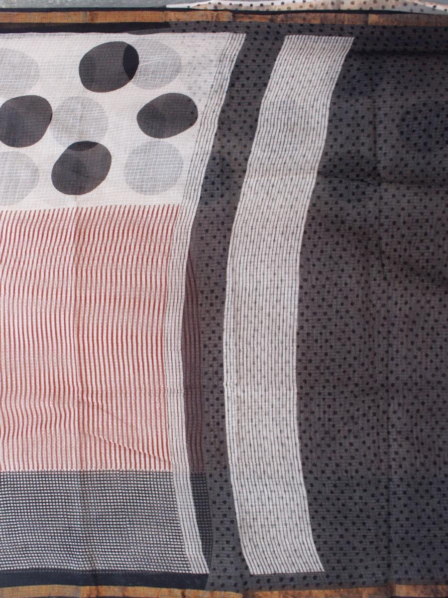 Red-and-Black-striped-Block-printed-Kota-cotton-saree Red-and-Black-striped-Block-printed-Kota-cotton-saree