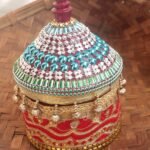 Red and Blue Medium Wooden Sindur Box