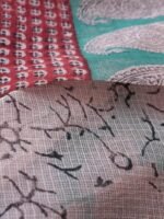 Red and Green Bagru Printed Kota-cotton Sari - Image 4