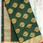 Red and Green zari-work Chanderi saree