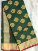 Red and Green zari-work Chanderi saree