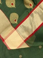 Red and Green zari-work Chanderi saree - Image 3