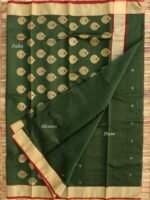 Red and Green zari-work Chanderi saree - Image 2
