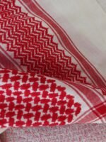 Red and White Woolen Shemagh head scarf - Image 2
