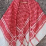 Red and White Woolen Shemagh head scarf