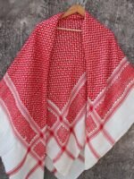 Red and White Woolen Shemagh head scarf