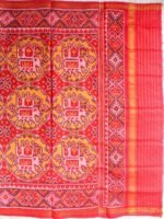 Red and Yellow Semi-double Patola Silk Dupatta - Image 3