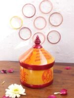 Red and Yellow small wooden sindoor-box - Image 2