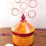 Red and Yellow small wooden sindoor-box