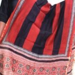 Red and Black Block-print silk-cotton dupatta