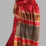 Striped Palla, Red Bhagalpuri Dupion Silk Sari