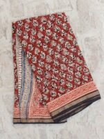 Red and Black Block-printed Kota cotton Saree