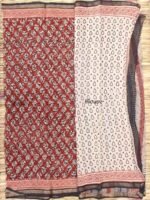 Red and Black Block-printed Kota cotton Saree - Image 3