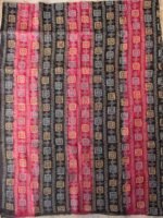 Red, black Kanthawork tussar silk fabric - Image 2