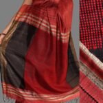 Extra weft design Red Black Silk-Cotton Sari