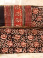 Black, Red Bagru printed Chanderi Dupatta - Image 3