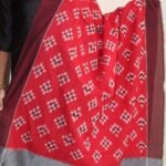 Red and Gray mercerized cotton Ikkat dupatta