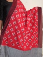 Red and Gray mercerized cotton Ikkat dupatta