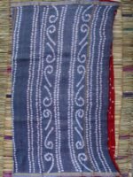 Red and Grey Chanderi Bandhani Sari - Image 3