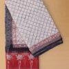 Red-and-off-white-Block-printed-Kota-cotton-saree at Shilphaat.com