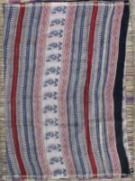 Red and ivory Bagru-printed chanderi sari - Image 3