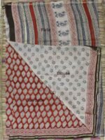 Red and ivory Bagru-printed chanderi sari - Image 2