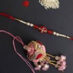 Red and Pink zari-kundan Bhaiya-Bhabhi Rakhi