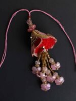 Red and Pink zari-kundan Bhaiya-Bhabhi Rakhi - Image 2