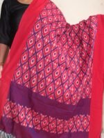 Purple and red mercerized cotton Ikat Dupatta