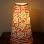Red and White Tholu Bommalata Table Lamp