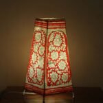 Red and White Long Tholu Bommalata Lamp