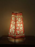 Red and White Long Tholu Bommalata Lamp