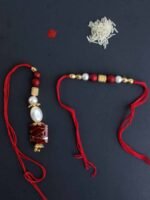 Red and White Bhaiya-Bhabhi Rakhi Pair