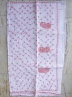 Red and White Chikankari Cotton Sari - Image 2