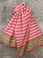 Red and white pure cotton Bhujodi dupatta