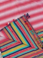 Red and white pure cotton Bhujodi dupatta - Image 2