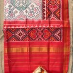 Red and White semi-double Patola silk dupatta