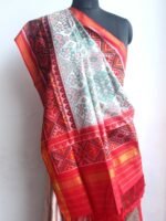 Red and White semi-double Patola silk dupatta - Image 3