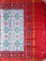 Red and White semi-double Patola silk dupatta - Image 4