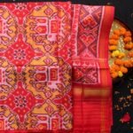 Red and Yellow Semi-double Patola Silk Dupatta