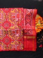 Red and Yellow Semi-double Patola Silk Dupatta