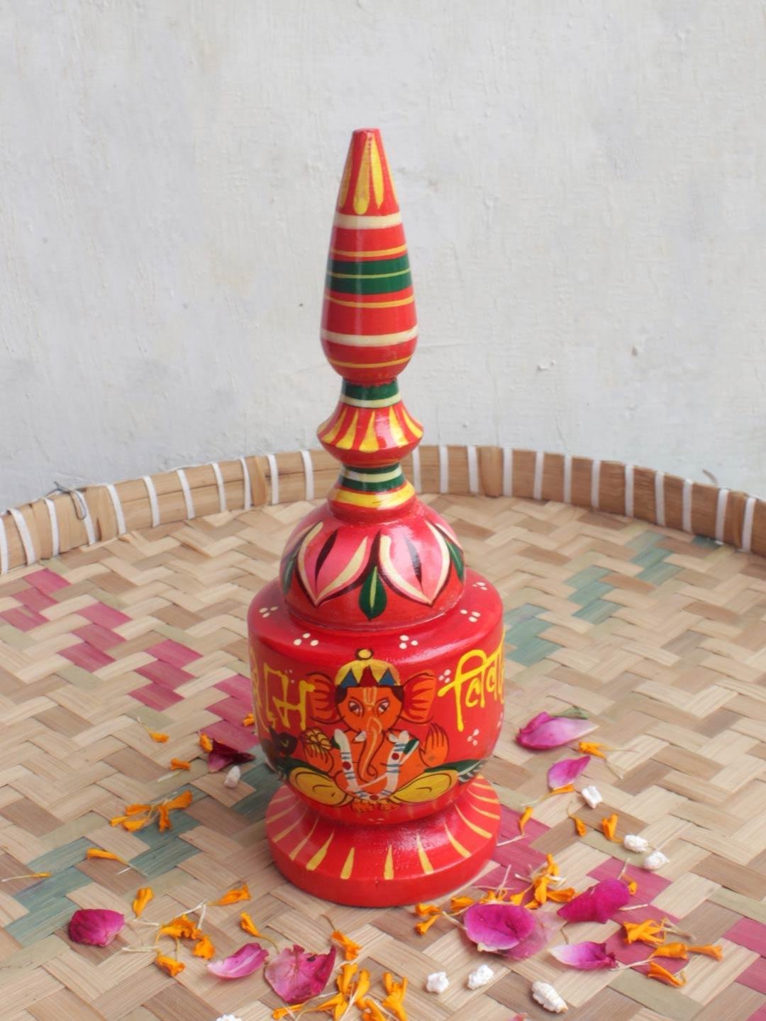 Red-base-long-wooden-sindur-dani.jpg Red-Base, Long Wooden Sindoor-Box - Image 1