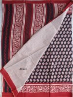 Black and Red Bagru-Printed Mul-cotton Sari - Image 2