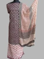 Black, Red, Beige Block-Printed cotton suit