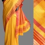 Red border, yellow Ghicha tussar silk sari