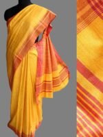 Red border, yellow Ghicha tussar silk sari
